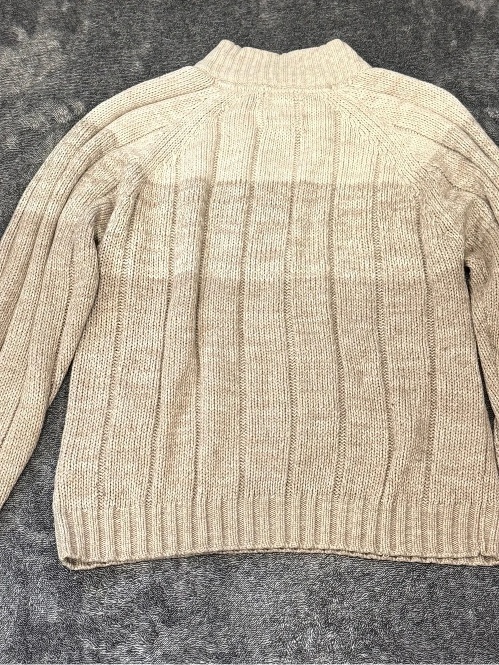 Weatherproof Vintage Sweater Men’s Large Oatmeal Cable Knit Button Mock Neck